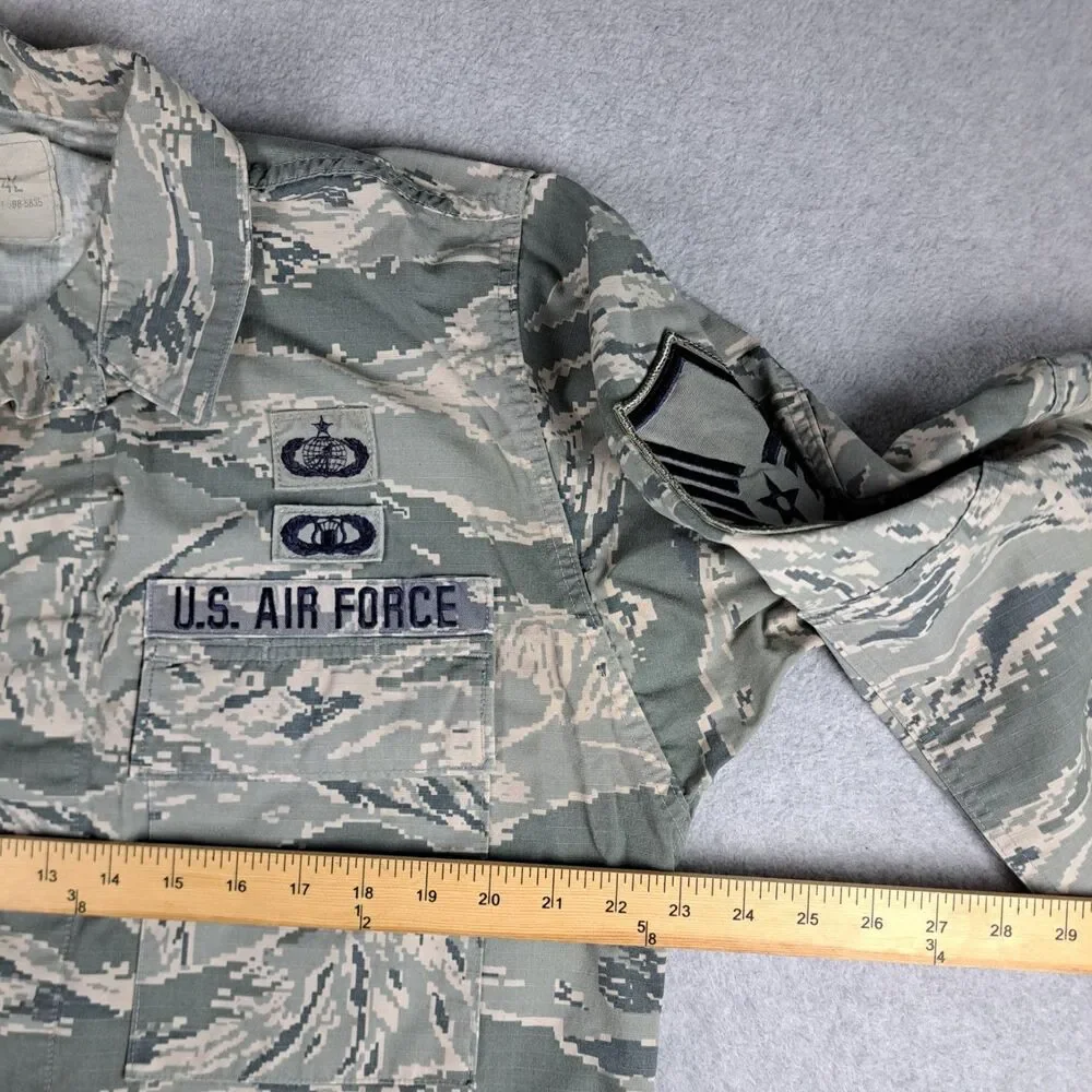US Air Force Digital Camo Jacket Military Issue with Rank Stipes Sz. 44L